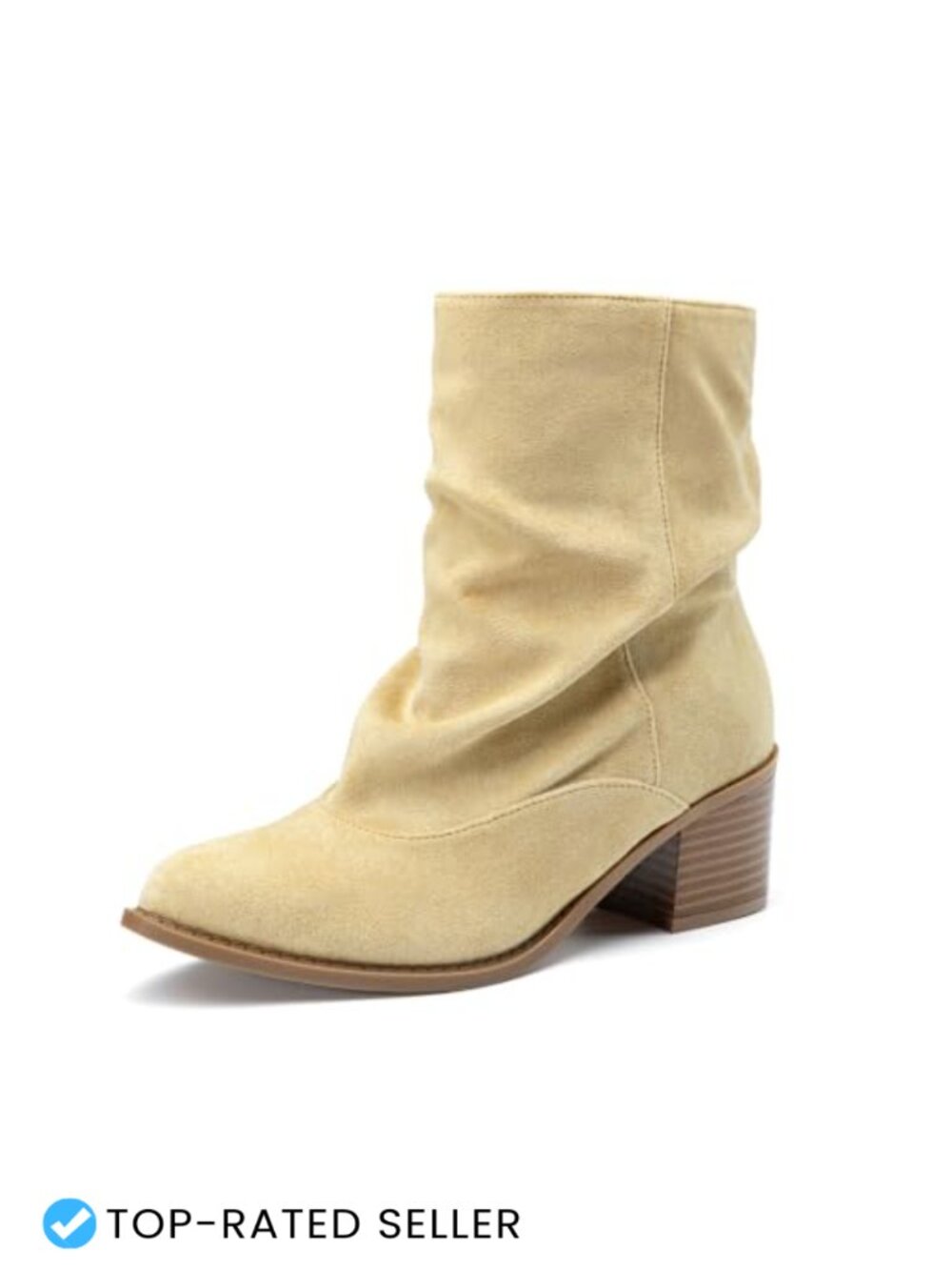 Slouchy Chunky Heel Slip On Ankle Boots Pointed Toe Suede Booties